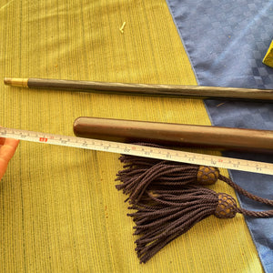 ENGRAVED WALKING STICK, WOODEN BATTON AND WODEN FIGURINE - P298