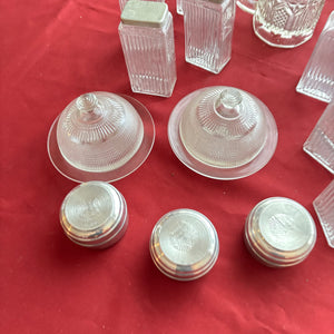 VINTAGE CLEAR GLASS BOTTLES AND MORE GROUPING - P153