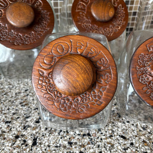 Vintage Kitchen Canister Set with Wooden Lids and More - Z110