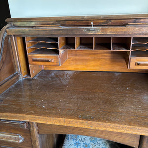 SOLID WOOD ANTIQUE DESK WITH STOOL (CIRCA 1870) - P235