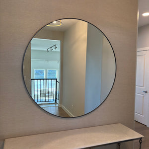 48" Black Metal Framed Wall Mirror - G419