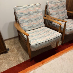 Set of 2 Mid Century Modern Solid Wood Arm Chairs - M310