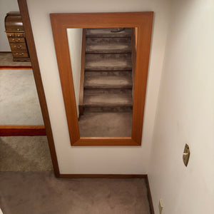 49” x 27.5” Teak Framed Mid Century Modern Wall Mirror - M315