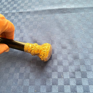 ENGRAVED WALKING STICK, WOODEN BATTON AND WODEN FIGURINE - P298