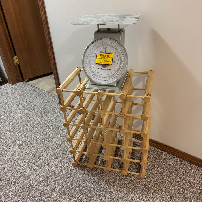 Wooden Wine Rack and Industrial Scale - C495