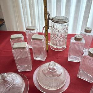 VINTAGE CLEAR GLASS BOTTLES AND MORE GROUPING - P153
