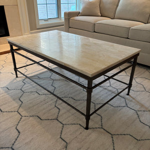 Modern Coffee Table with Wrought Iron Frame and Heavy Marble Top - M311
