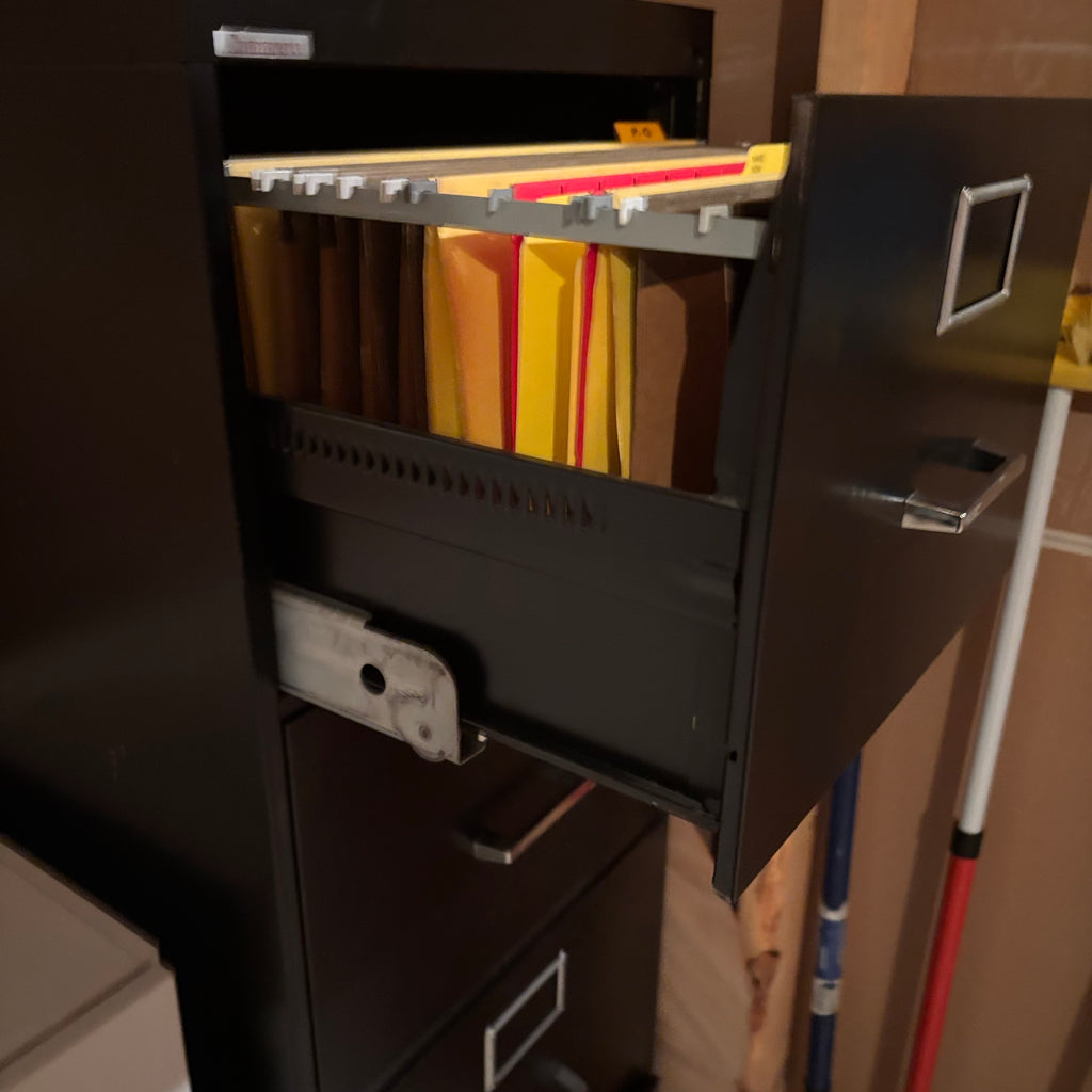 X225 Black metal 4 drawer file cabinet