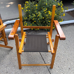 Set of 2 Vintage Solid Wood Folding Patio Chairs - M373