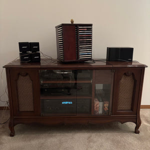 Stereo in Vintage Cabinet with CDs - M314