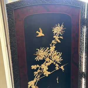 ANTIQUE ASIAN ROOM DIVIDER SCREEN WITH IN LAID MOTHER OF PEARL (AS IS) - P236