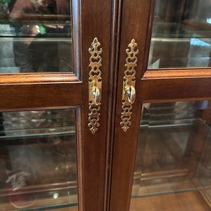 4 Piece Antique Cabinet with Glass Shelves and Smoked Mirrored Back - M313