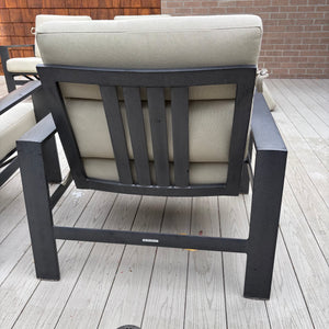 Set of 2 Brown Jordan Parkway Cushion Lounge Chairs with Covers (some dents on frames) - M308