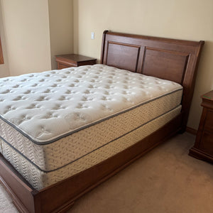 B488 Queen Size bed Ensemble with Sealy mattress and Boxspring and Contemporary Amaretto bed frame
