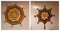 K500 Set of 2 Large Vintage Gods Eye mandala style yarn wall hanging (36" x 40")