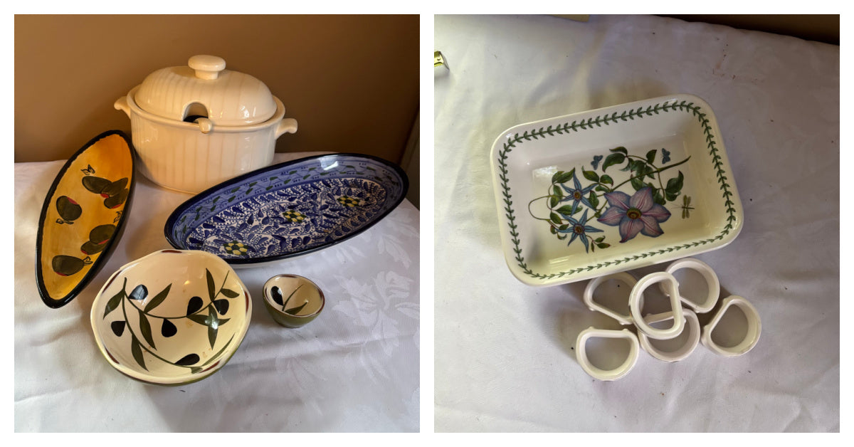 E135 Stoneware servers and more grouping