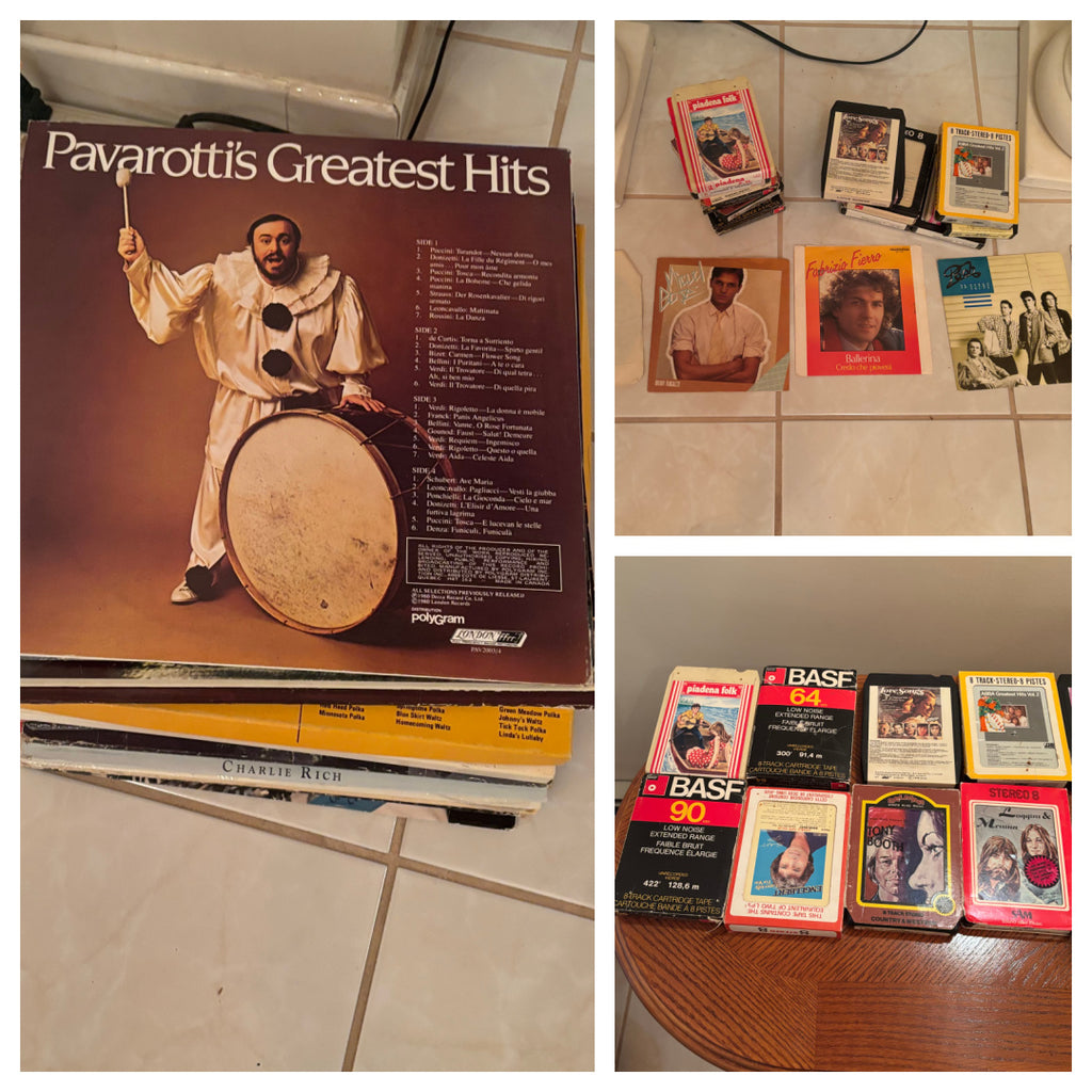 F206 Vintage music grouping - LPs, 45s and 8tracks