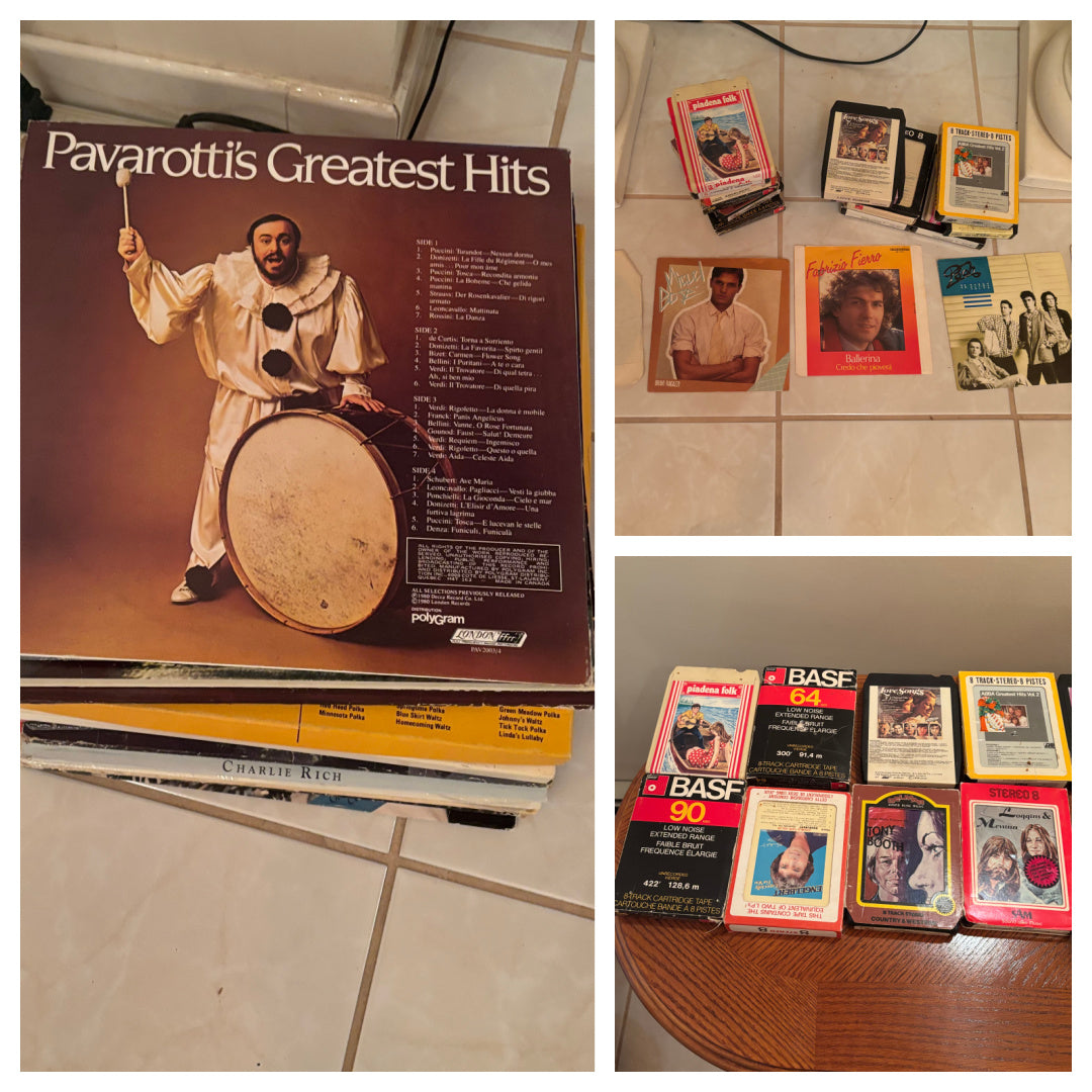 F206 Vintage music grouping - LPs, 45s and 8tracks